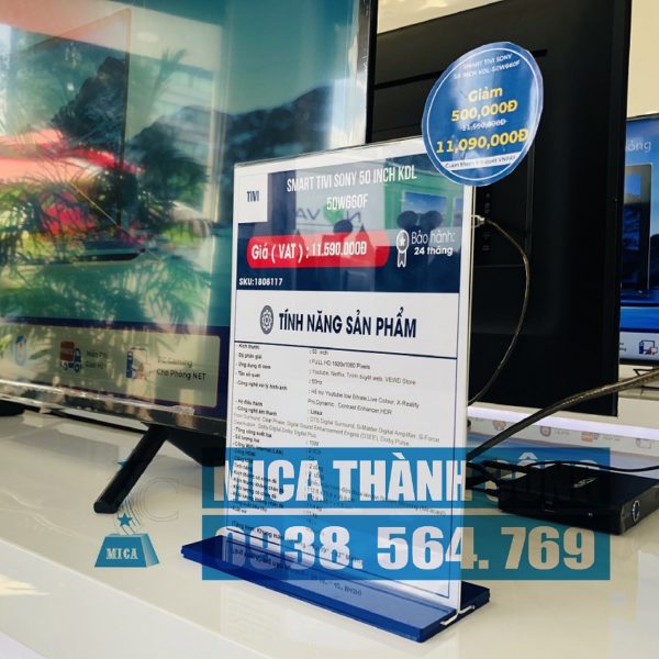 Menu mica A4 đế trượt