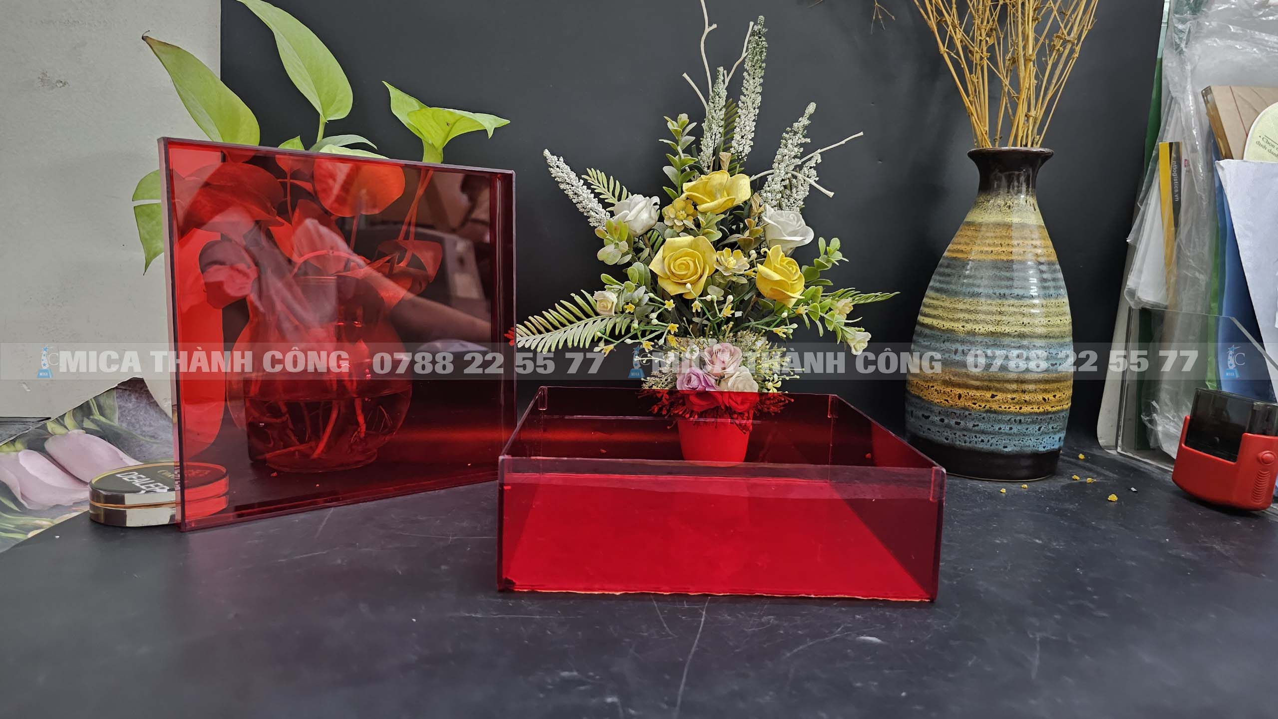 Hộp mica có nắp đậy