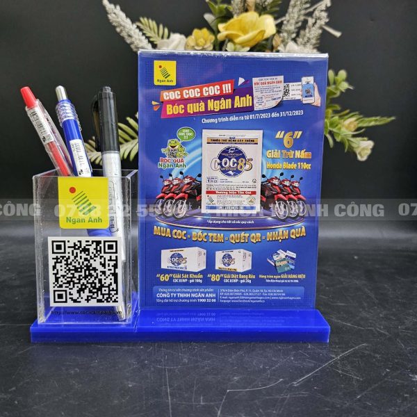 Menu mica để bàn có hộc đựng viết
