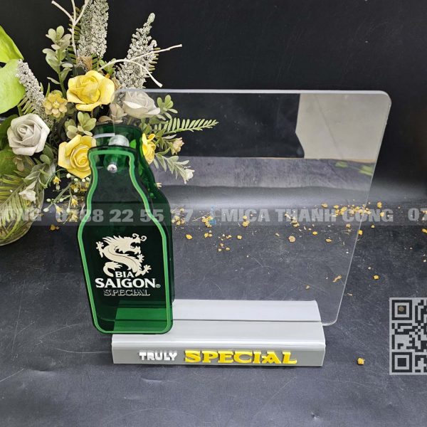 Menu Mica Để Bàn Hình Chai Bia